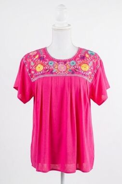 NEW LAYERZ CLOTHING embroidered fiesta top in pink